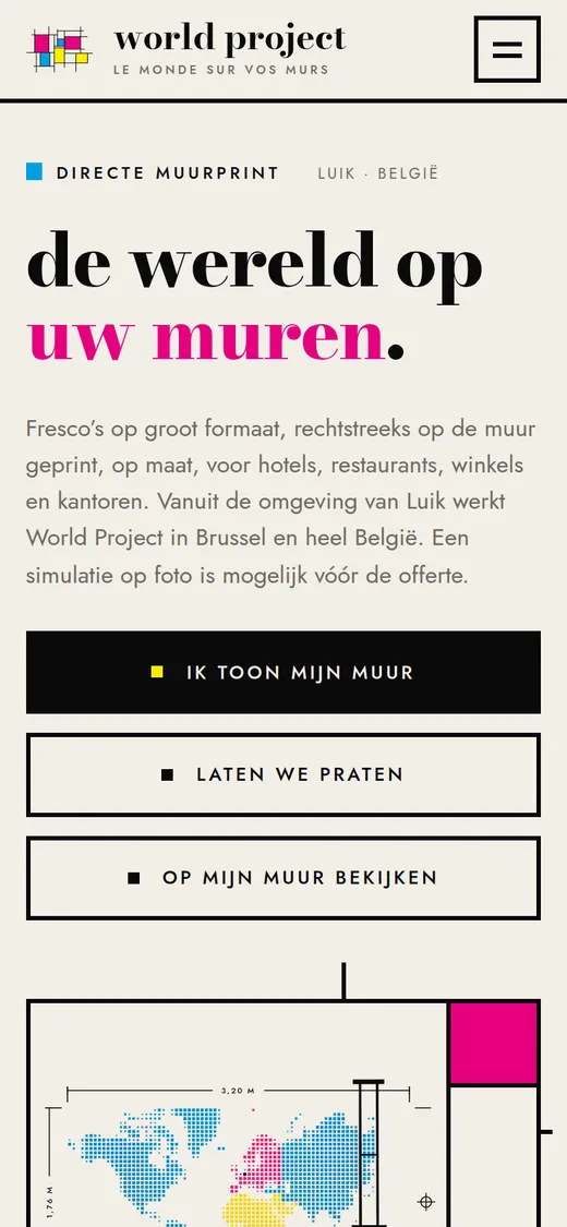 Accueil de worldproject.be en néerlandais, sur téléphone